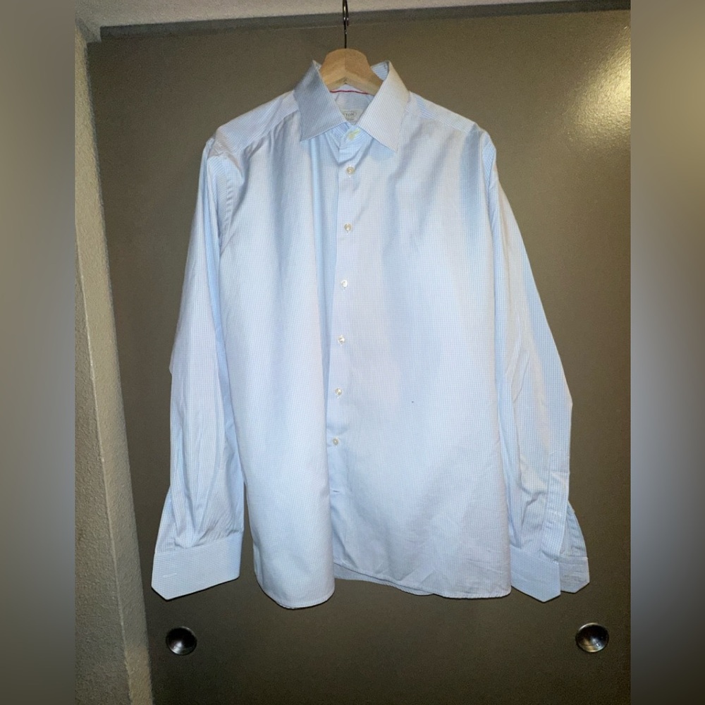 Eton contemporary twill button up blue shirt
